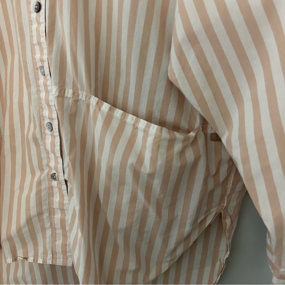 Lunya Airy Cotto Long Sleeve Button Down Striped Shirt - Picture 4 of 8